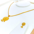 Brilliant Heirloom Tasseled 22k Gold Pendant Set 