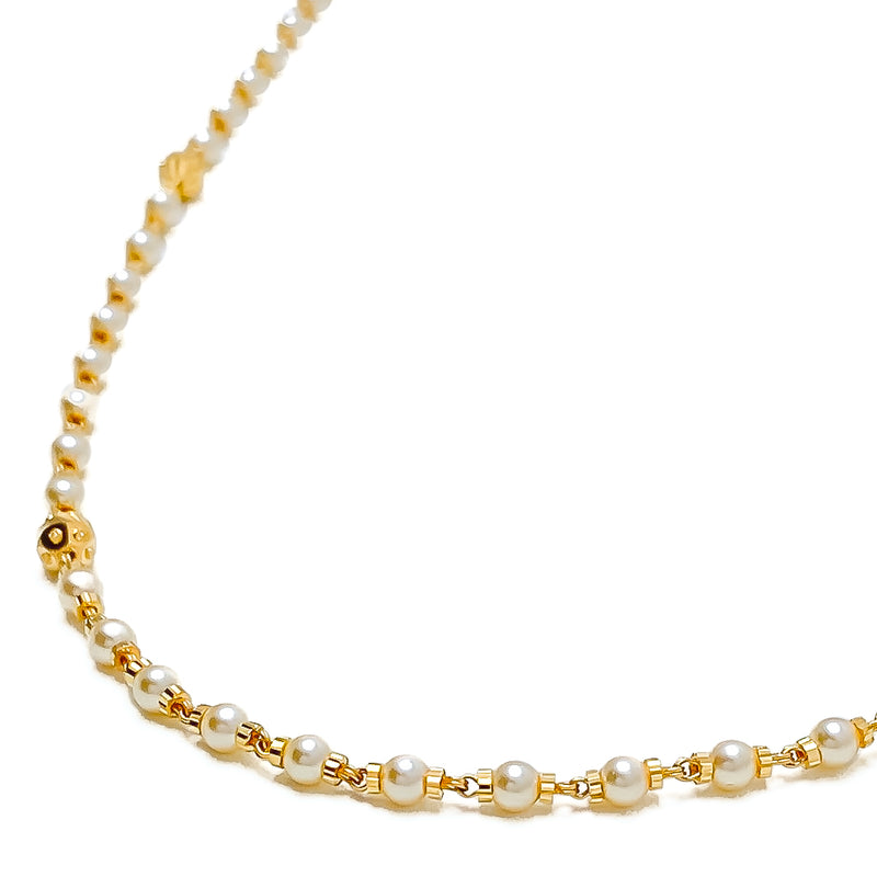 Evergreen Charming 22k Gold Long Pearl Necklace - 26"