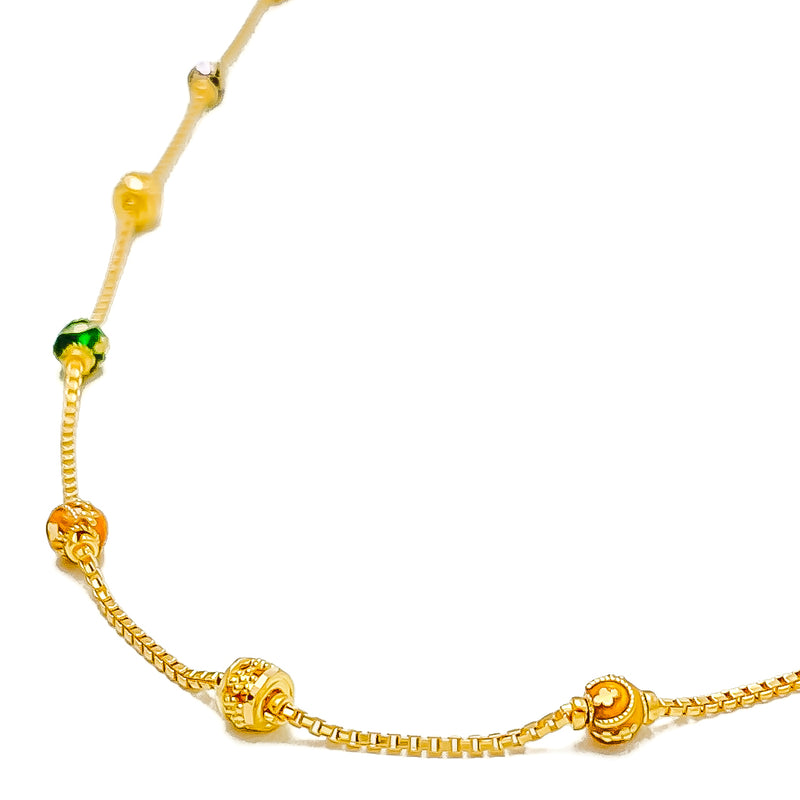 Timeless Bright 22k Gold Long Meena Orb Chain - 26"  