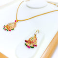 Versatile Vibrant 22k Gold Floral Dome Pendant Set