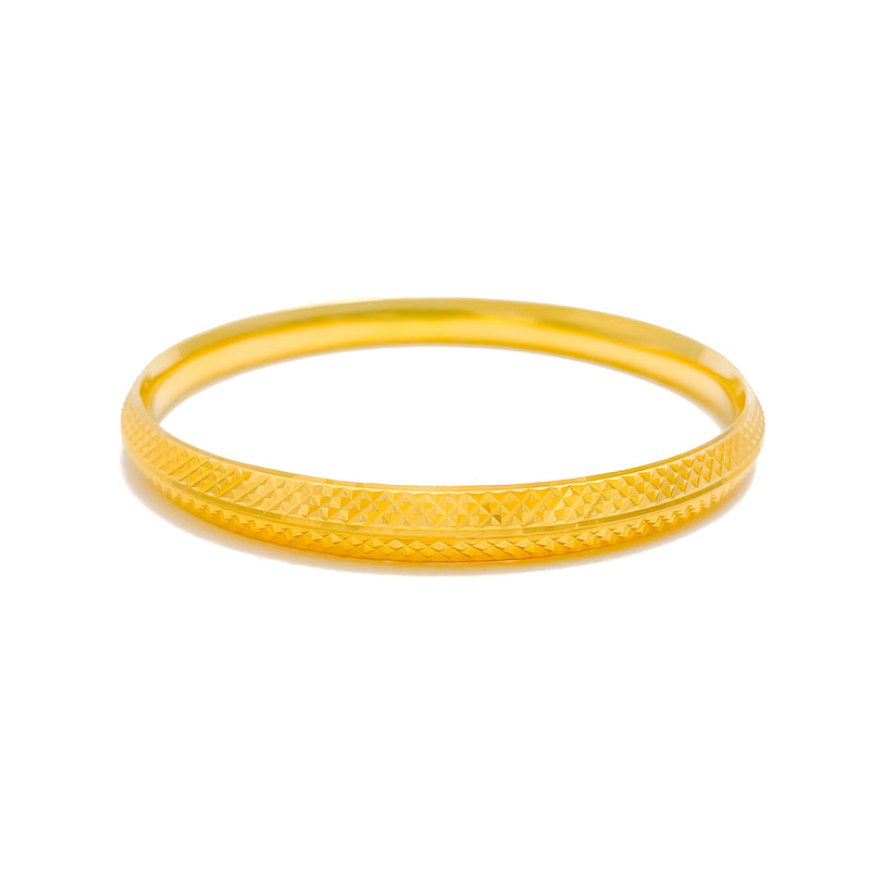 Reflective Checkered Men's 22k Gold Bangle 