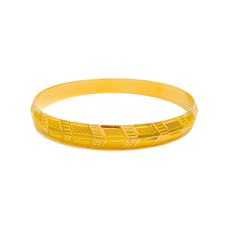 Classic Striped Men's 22k Gold Bangle 