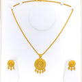 Intricate Mandala Inspired 22k Gold Pendant Set 