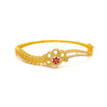 Glistening Floral 22k Gold CZ Bangle Bracelet 
