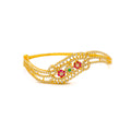 Trendy Triple Flower 22k Gold CZ Bangle Bracelet 