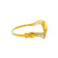 Trendy Triple Flower 22k Gold CZ Bangle Bracelet 