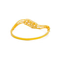 Trendy Triple Flower 22k Gold CZ Bangle Bracelet 