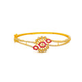 Dazzling Floral 22k Gold CZ Bangle Bracelet 
