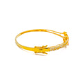 Dazzling Floral 22k Gold CZ Bangle Bracelet 