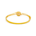 Dazzling Floral 22k Gold CZ Bangle Bracelet 
