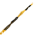 Reflective Striped 22k Gold Black Bead Bracelet 