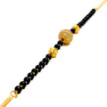 Fancy Decorative 22k Gold Black Bead CZ Bracelet 