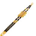 Extravagant Radiant 22k Gold Black Bead CZ Bracelet 