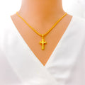 Dainty Delicate 22k Gold Cross Pendant 