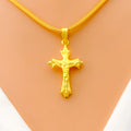 Dainty Delicate 22k Gold Cross Pendant 