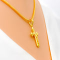 Dainty Delicate 22k Gold Cross Pendant 