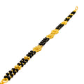 Traditional Motif 22k Gold Black Bead Bracelet 