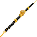 Delightful Evergreen 22k Gold Black Bead CZ Bracelet