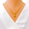 Lightweight 22k Gold Cross Pendant 