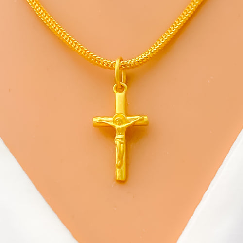 Lightweight 22k Gold Cross Pendant 