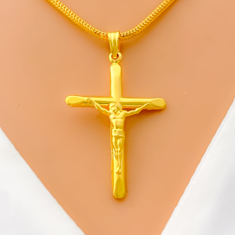 Stately 22k Gold Cross Pendant 