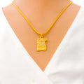 Classic Scroll 22k Gold Allah Pendant 