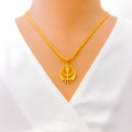 Textured Graceful 22k Gold Khanda Pendant 