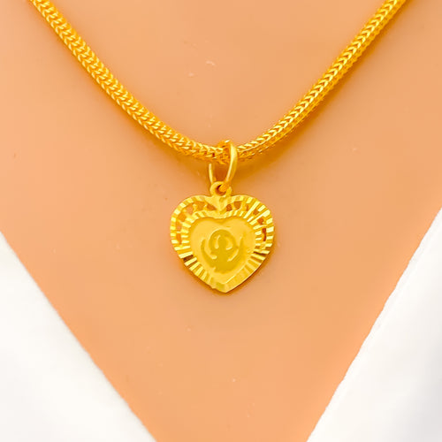 Lovely Heart 22k Gold Khanda Pendant 
