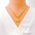 Decorative Textured Oval 22k Gold OM Pendant 