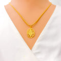 Decorative Textured Oval 22k Gold OM Pendant 