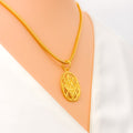 Decorative Textured Oval 22k Gold OM Pendant 