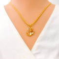 Reflective Two - Tone 22k Gold OM Pendant 