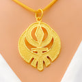 Extravagant Textured 22k Gold Khanda Pendant 
