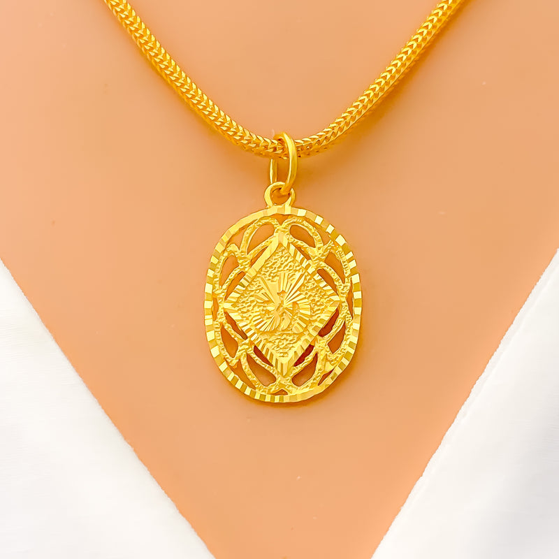 Striking Textured 22k Gold OM Pendant 