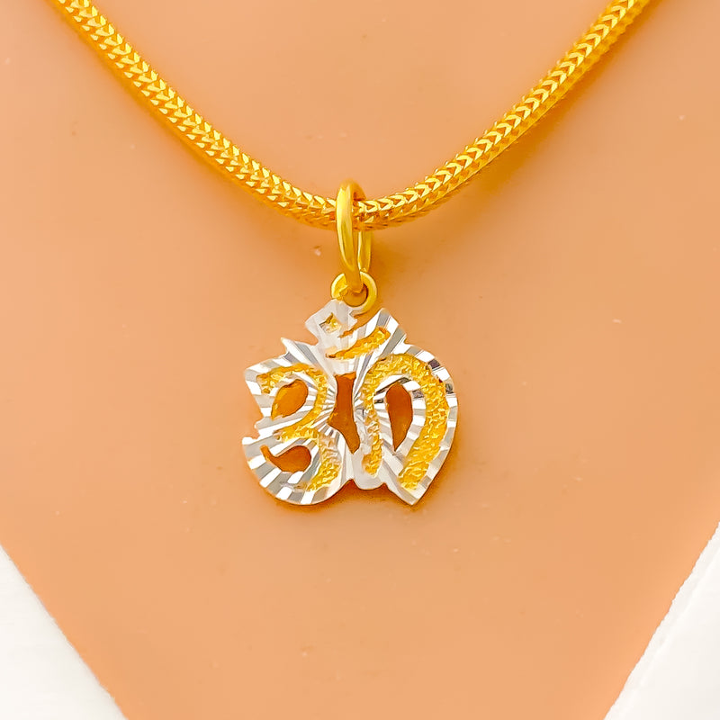 Unique Two-Tone 22k Gold OM Pendant 