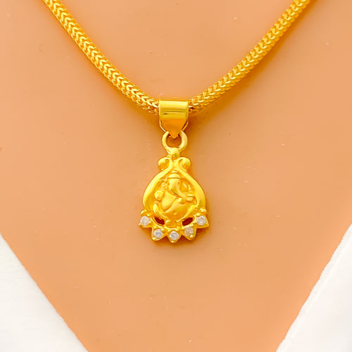 Opulent 22k Gold CZ Ganesh Pendant 