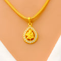 Radiant Ganesh 22k Gold CZ Drop Pendant 