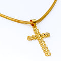 Beautiful Heart Adorned 22k Gold Cross Pendant 