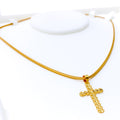 Beautiful Heart Adorned 22k Gold Cross Pendant 