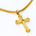 Delightful Striped 22k Gold Cross Pendant 