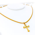 Delightful Striped 22k Gold Cross Pendant 