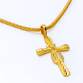 Reflective Mirror Finished 22k Gold Cross Pendant 