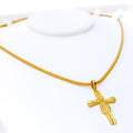 Reflective Mirror Finished 22k Gold Cross Pendant 