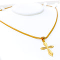 Evergreen Chevron Accented 22k Gold Cross Pendant 