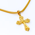 Petite Sand Finished 22k Gold Cross Pendant 