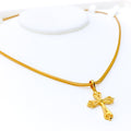Petite Sand Finished 22k Gold Cross Pendant 