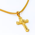 Edgy Sculptural 22k Gold Dainty Cross Pendant 