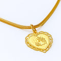 Embellished Leaf Accented 22k Gold Heart Allah Pendant 