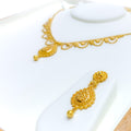 Graceful Hanging Chain 22k Gold Necklace Set 