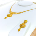 Traditional Floral Fanned 22k Gold Necklace Set 